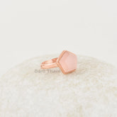 Elegant Pink Chalcedony 11mm Star Shape Gemstone Ring, Rose Gold Sterling Silver Handmade Bezel Ring, Statement Ring, Bohemian Silver Rings